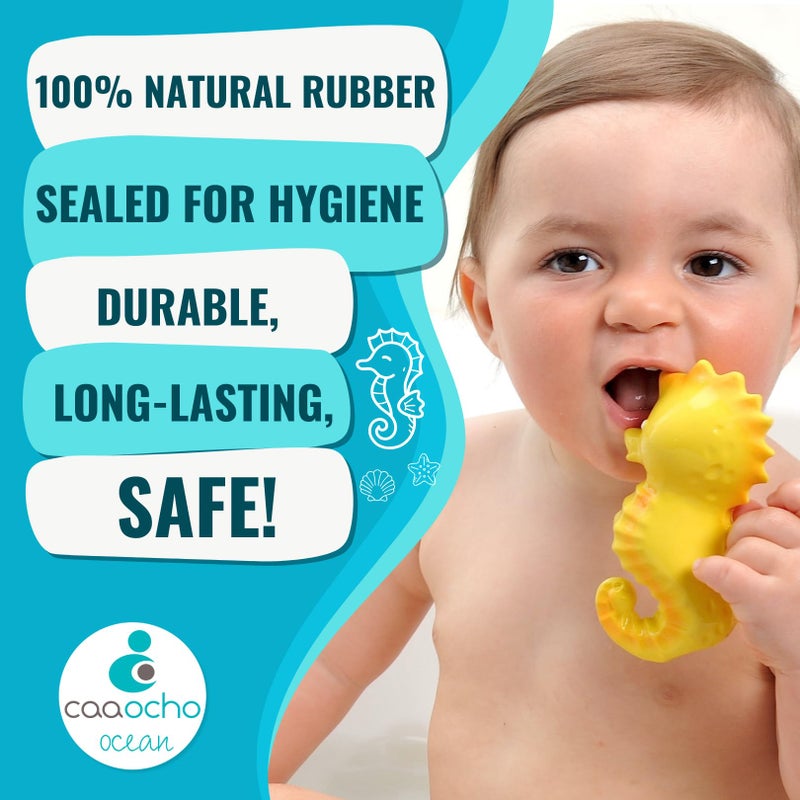 caaocho Pure Natural Rubber Bath Toy - Nalu The Seahorse - Hole Free Bath Toys, BPA Free Bath Toys for Infants, Without Holes Sealed Natural Rubber Baby Toy - Image 5